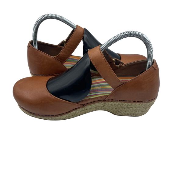 Dansko Margreta Mary Jane Shoes Brown Leather Espadrilles Womens 39 8.5 9 - Picture 6 of 8
